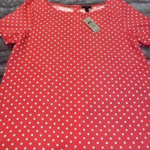 Ann Taylor Button Back Polka Dot Top
